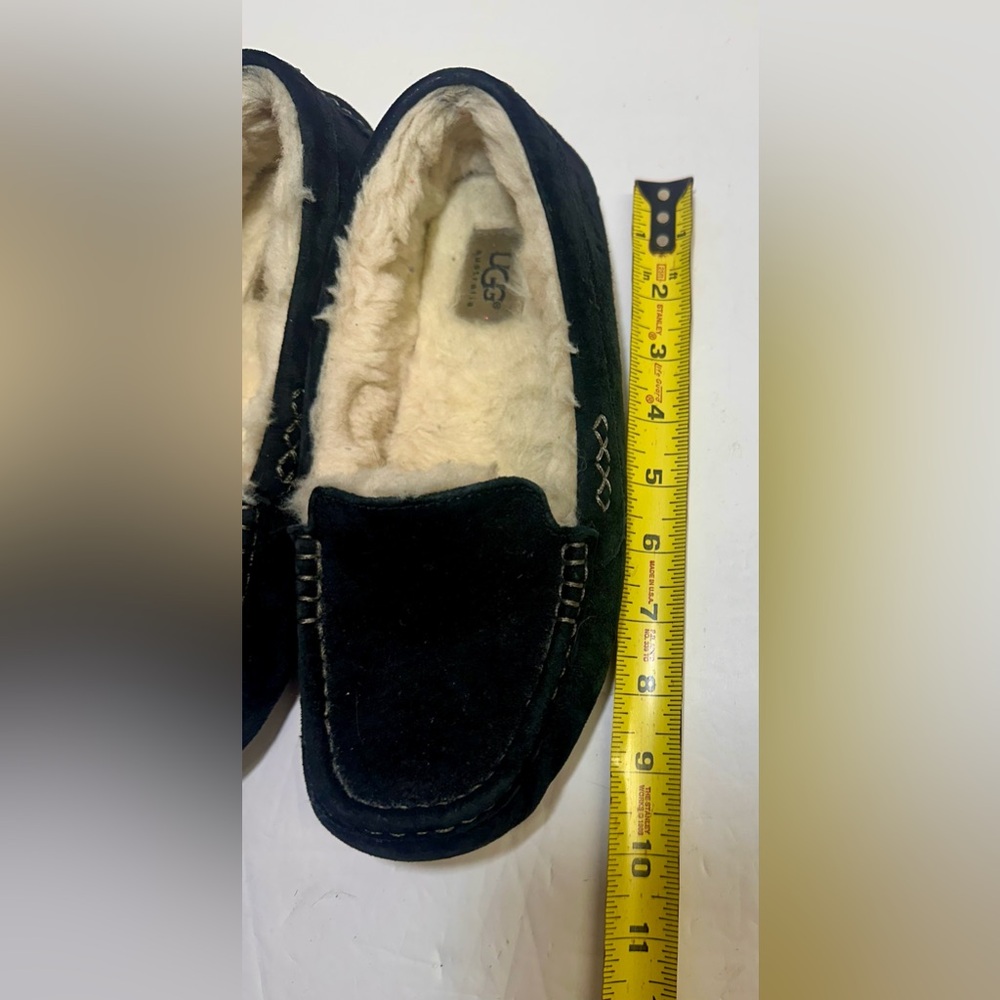 UGG Black Suede Moccasins with Cream Lining - Picture 8 of 9